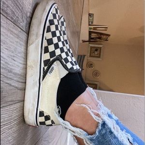 slip on checkered vans !!